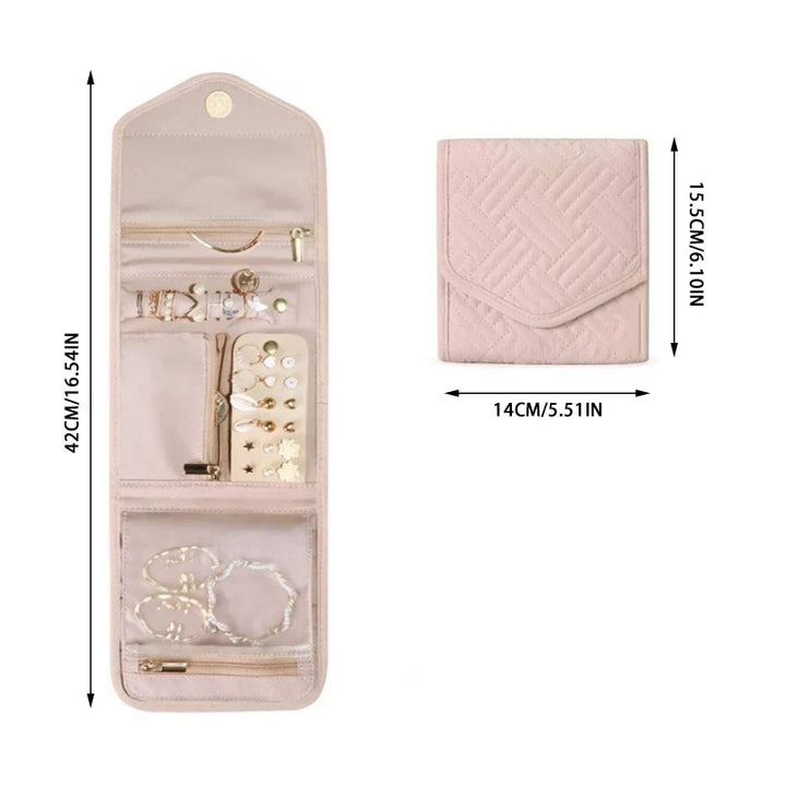 Trousse à bijoux Velmora Roll | Pliable & Gain de place | Pour les voyages & à la maison | Aspect velours en 3 couleurs