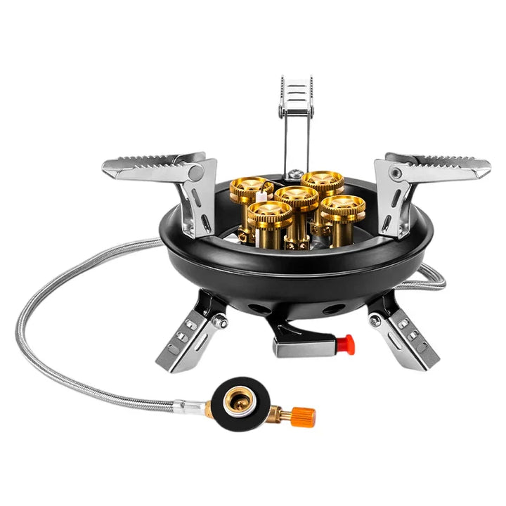 Flamurion Camping-Brûleur à gaz 16000W avec allumage piezo | Brûleur à gaz haute pression pliable pour extérieur et situations d'urgence | Pour butane/propane