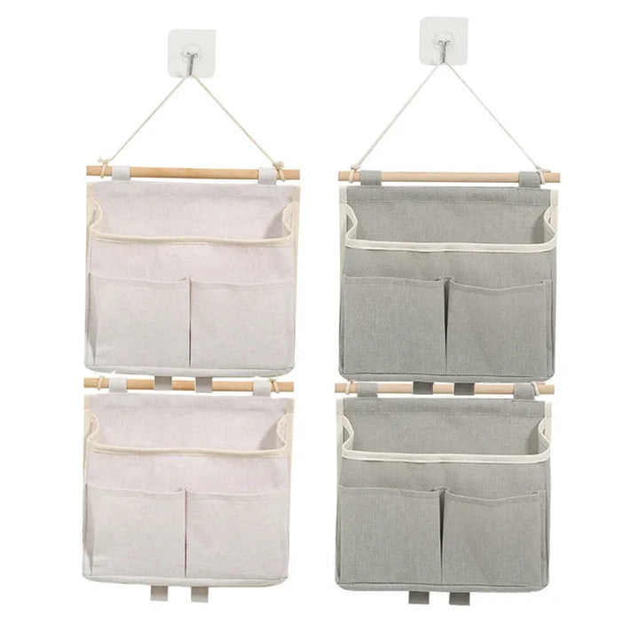Stowella Sac de rangement mural en lin | Imperméable & gain de place | Organisateur suspendu pour sous-vêtements & petits objets – 23×6×25 cm