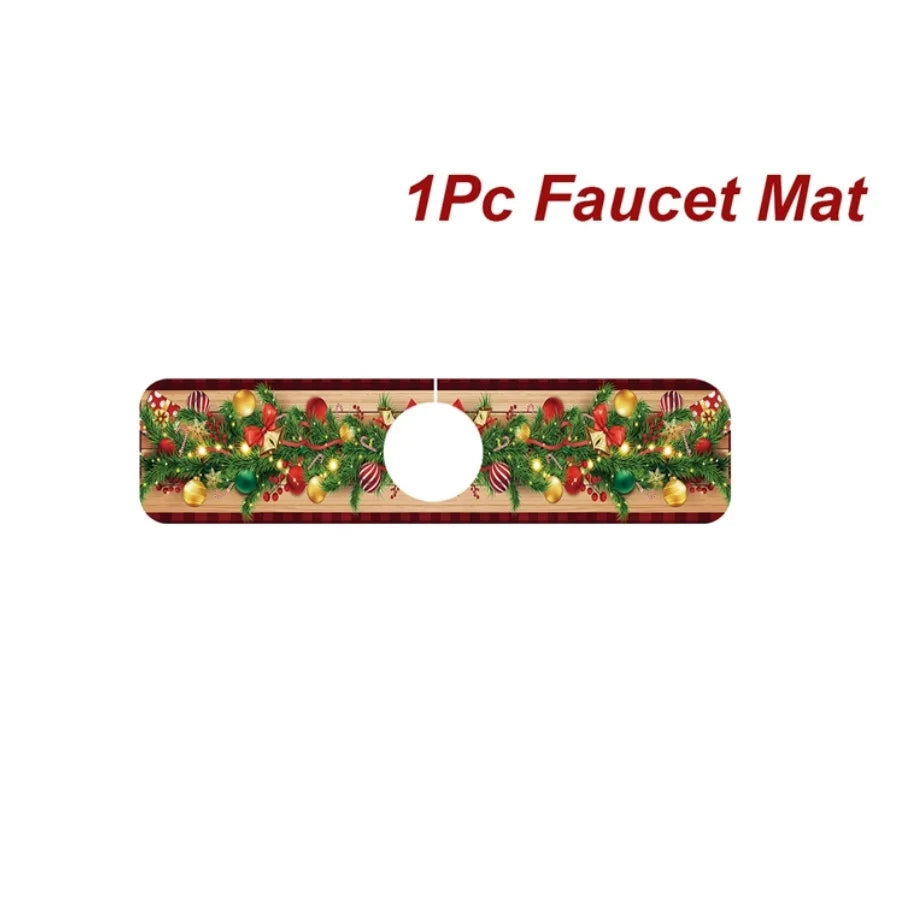 Tapis de lavage de Noël Nordivelle | Absorbant & Antidérapant | Lavable | Décoration de Noël festive pour la cuisine & la maison
