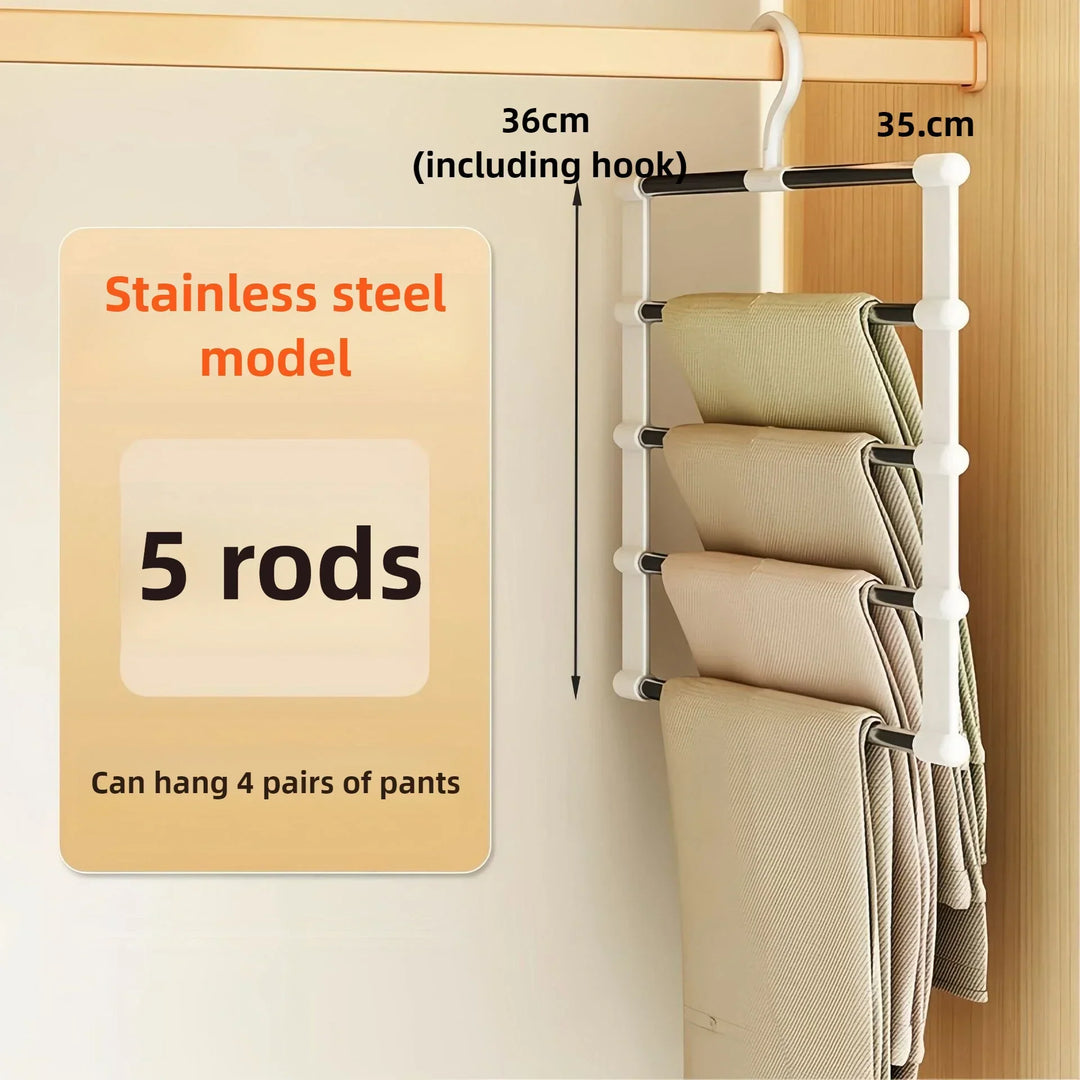 SteelSpace Porte-pantalon en acier inoxydable | 5/7 niveaux | Pliable et gain de place | Organisateur de placard
