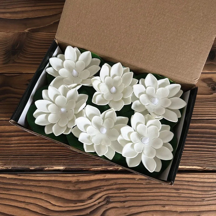 Lampe Lotus Flottante LUMILYA | Capteur d'eau LED | Lumière Blanc Chaud | Pour Étang, Jardin & Fêtes