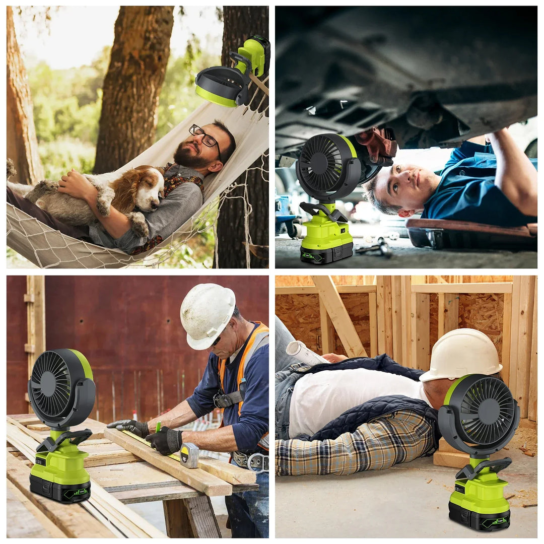 Ventilateur à batterie et secteur DualBreeze One | Compatible avec les batteries Ryobi P107/P108 | Portable & fonctionnement sur secteur | Pour une utilisation intérieure et extérieure
