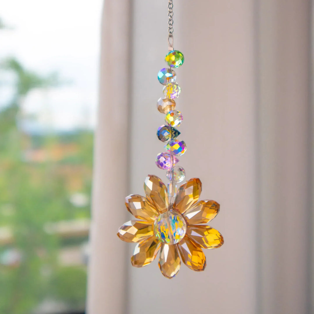 Attrape-lumière Kristall-Suncatcher LumiMargarita | Attrapeur de pluie K9-Daisy | Décoration de fenêtre et de jardin | 32 cm | Idée cadeau pour la maison