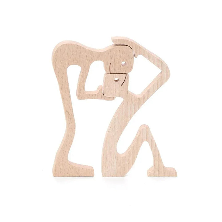 WoodyPaws | Figurine en bois Famille de chiens | Sculptée à la main | Décoration chaleureuse & idée cadeau