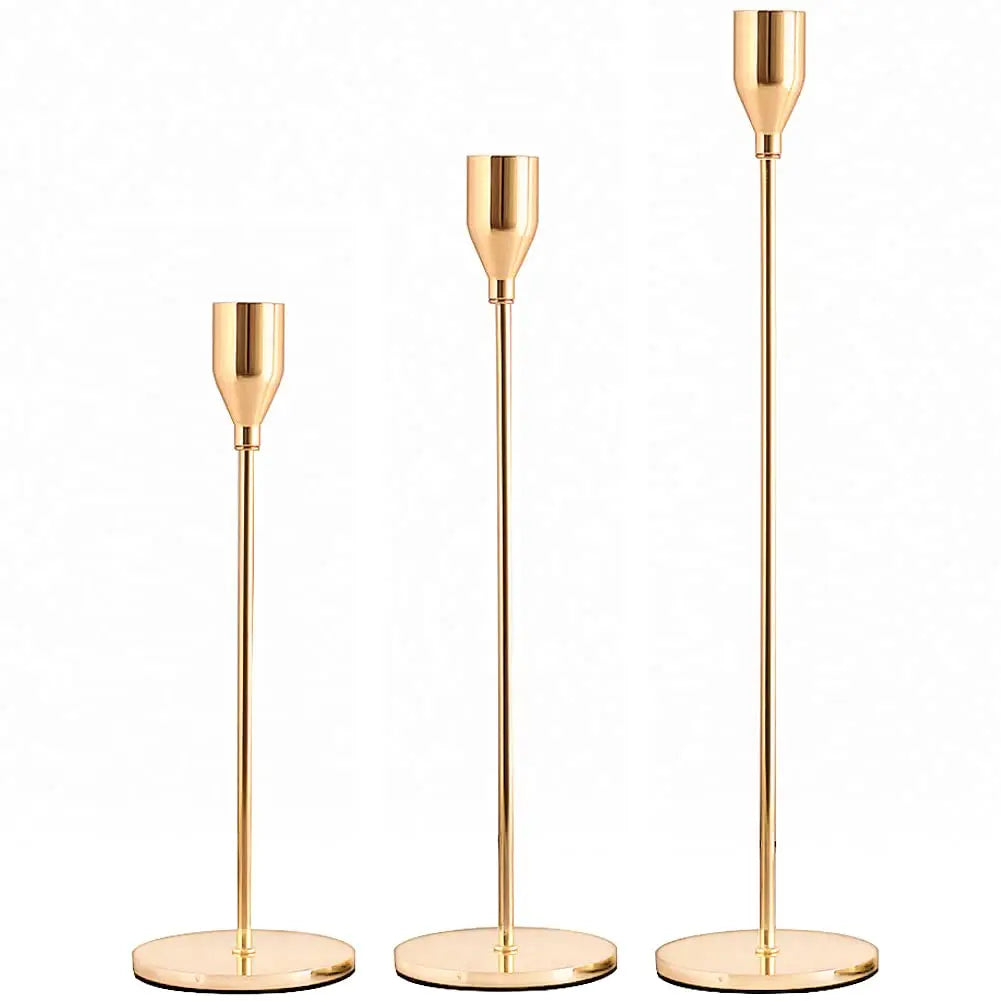 Ensemble de porte-bougies Luméa (3 pièces) | Design européen | Métal | 24–34 cm