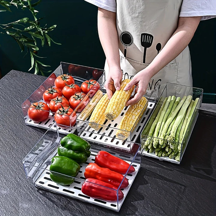 Frigova FreshSlide Boîte de Rangement Réfrigérateur | Système de tiroirs pour viande, œufs & légumes | Gain de place & Conservation
