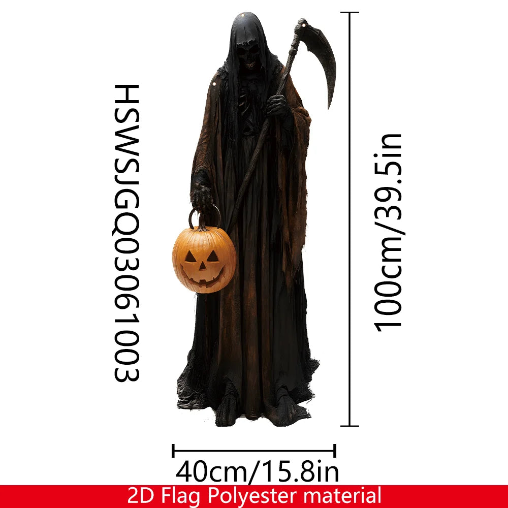 Décoration Murale Halloween ShadowPumpkin | Homme Citrouille Maléfique | Tissu de Fond 2D | Pour Intérieur & Extérieur