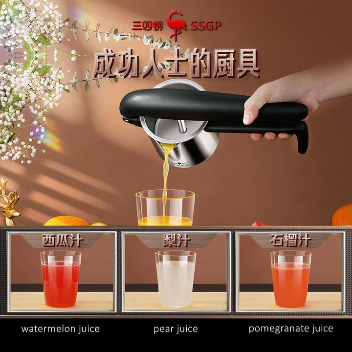 Pressano Presse-agrumes manuelle en acier inoxydable | Design breveté | Rendement de jus 50 % supérieur | Pour agrumes, grenade et plus