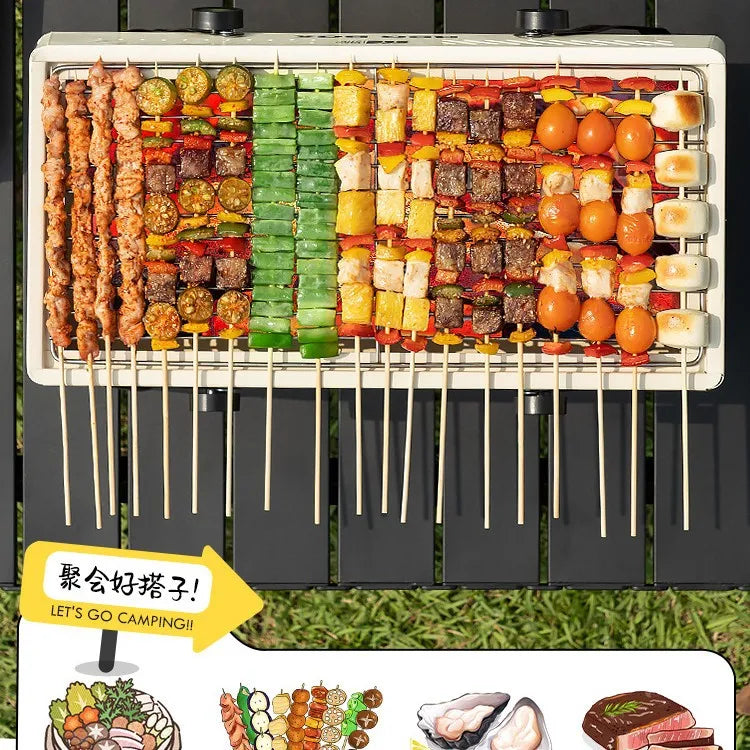 Campverro Gril BBQ Portable pour Jardin & Camping | Multifonctionnel & Compact | Pour cuisiner en plein air sans charbon | 47 × 28,5 × 22,5 cm
