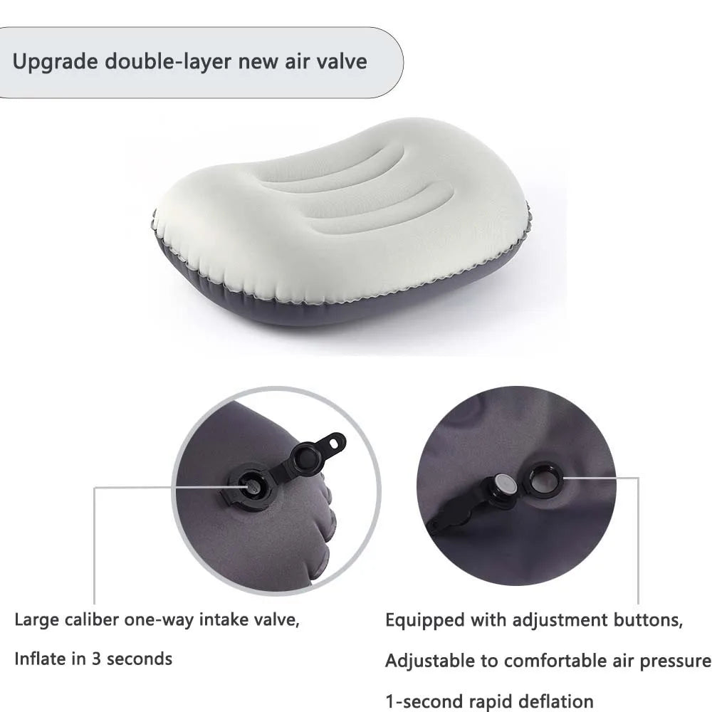 AirNest Coussin de Camping Gonflable | Compressible & Pliable | Support de Cou pour Camping, Randonnée & Voyage