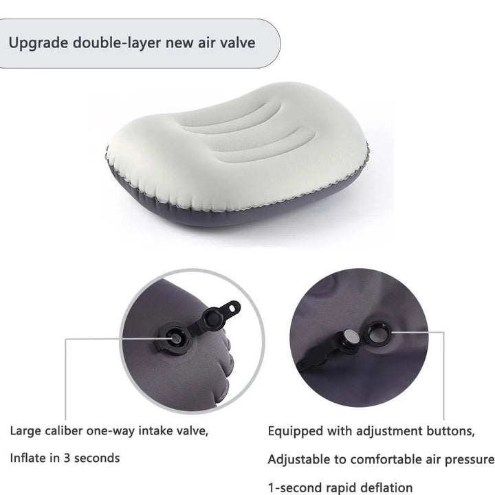 AirNest Coussin de Camping Gonflable | Compressible & Pliable | Support de Cou pour Camping, Randonnée & Voyage
