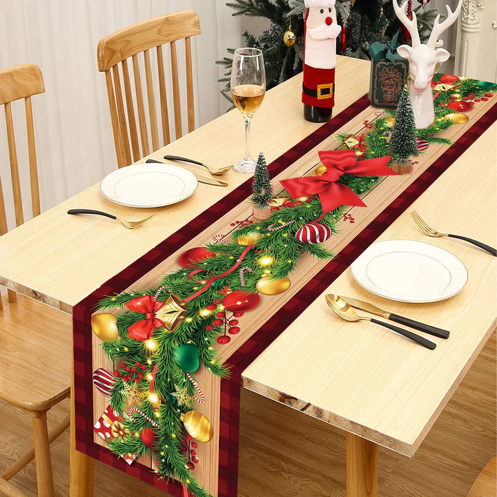 Nappe de Noël | 180×35 cm | Polyester | Décoration de table festive 2025