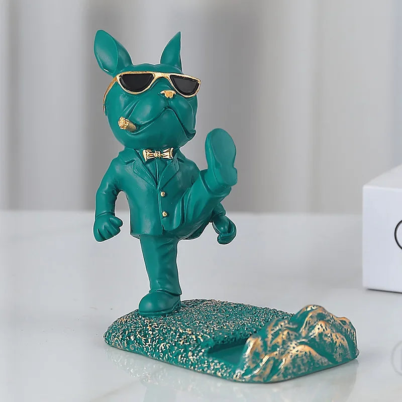Bulldoggo PhoneStand | Support de téléphone & Figurine | Sculpture en résine | 9–11 cm