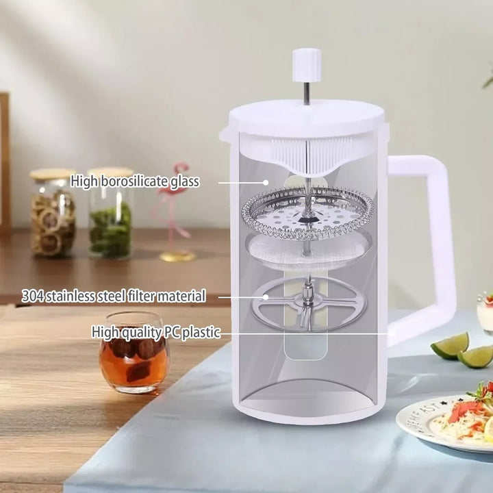 BrewVista | Presse Française à Café | 600 ml | Verre Borosilicate & Filtre en Acier Inoxydable | Pour la Maison & en Plein Air