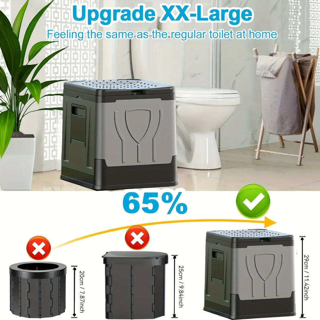 Toilette de camping pliable Camploo XL | Portable avec couvercle | Extra grande et stable | Pour extérieur, voyage et bateau