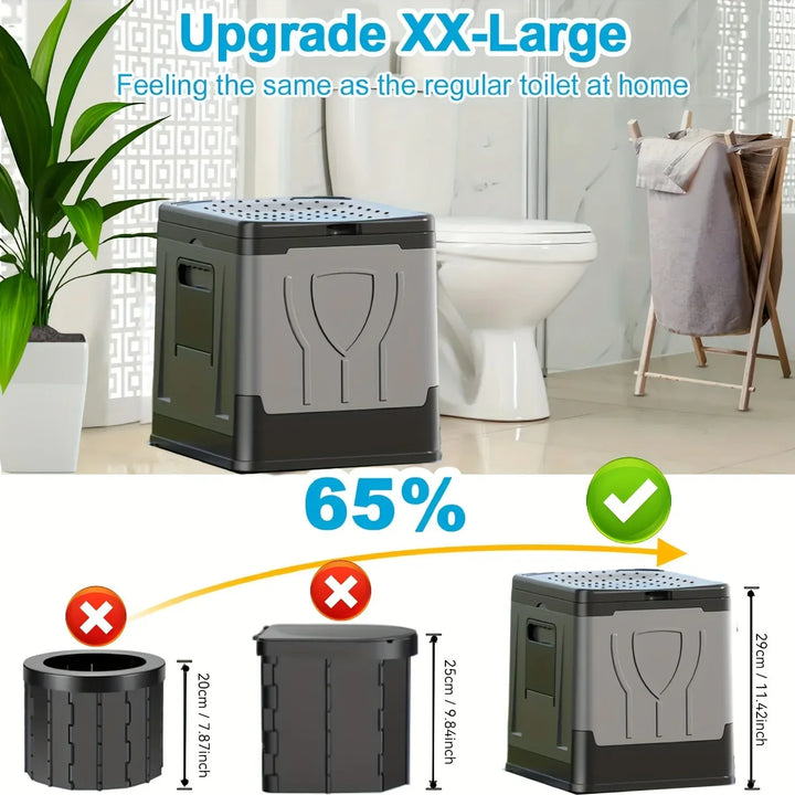 Toilette de camping pliable Camploo XL | Portable avec couvercle | Extra grande et stable | Pour extérieur, voyage et bateau