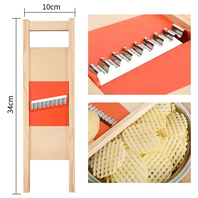 Gridello Coupe-Pommes de Terre | Appareil de Découpe en Acier Inoxydable | Pour Frites, Chips & Légumes | 34 cm de Longueur