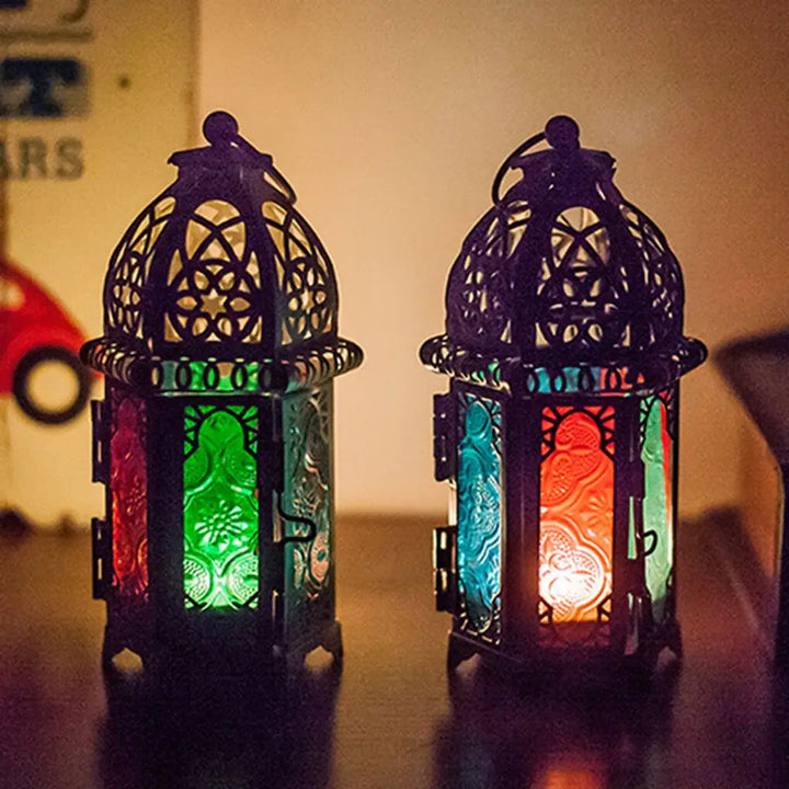 Lanterne à bougie | Design oriental | Fer & verre | 17 cm