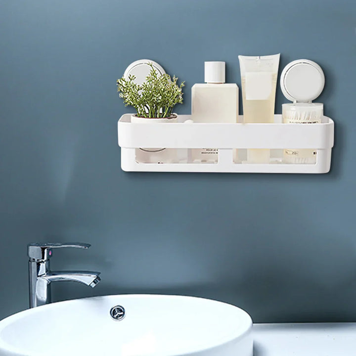 HydraFix DrainRack Étagère Murale Salle de Bain & Cuisine | Sans Perçage | Ventouse Forte & Orifices de Drainage | Capacité de Charge de 2 kg