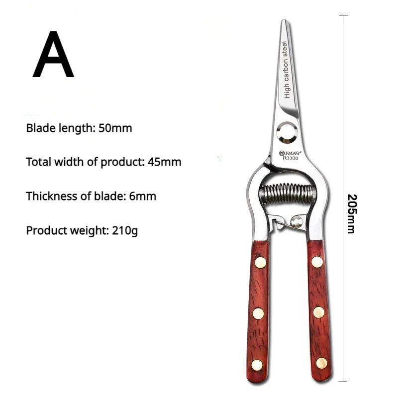 TreeGrip 20 | Sécateur avec poignée en bois | 20 cm | Acier au carbone forgé | Pour branches et arbres fruitiers