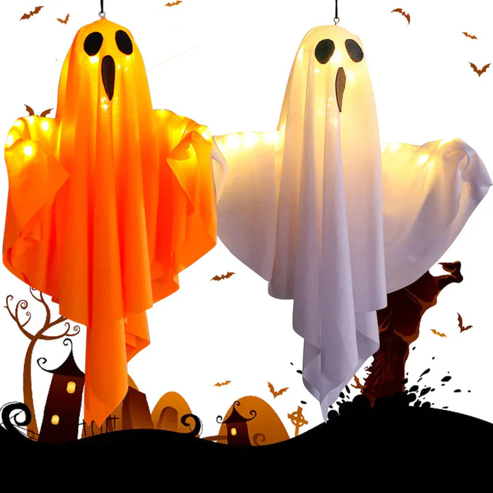 GhostlyGlow | Lampe LED Fantôme Suspendue | Décoration d'Halloween pour Intérieur & Extérieur | Certifié CE