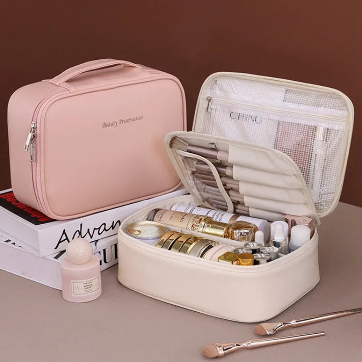 VELINIA Trousse de maquillage pour femmes | Grande capacité | Résistante à l'eau & Luxueuse | Cuir PU