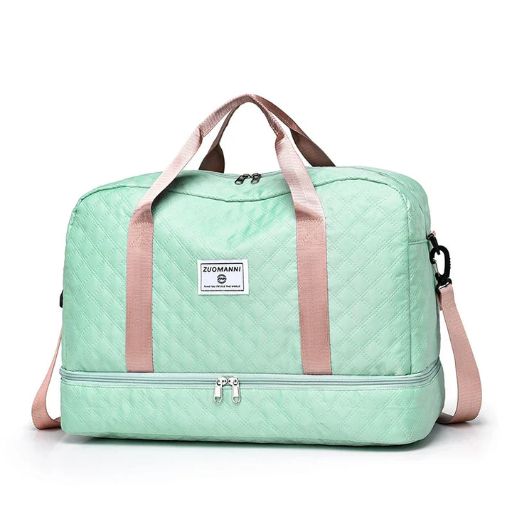 Raumio TravelFlex Sac de voyage léger avec motif en losange | Grand sac de sport et de week-end avec compartiment à chaussures et compartiment humide | Adapté aux bagages à main et pliable