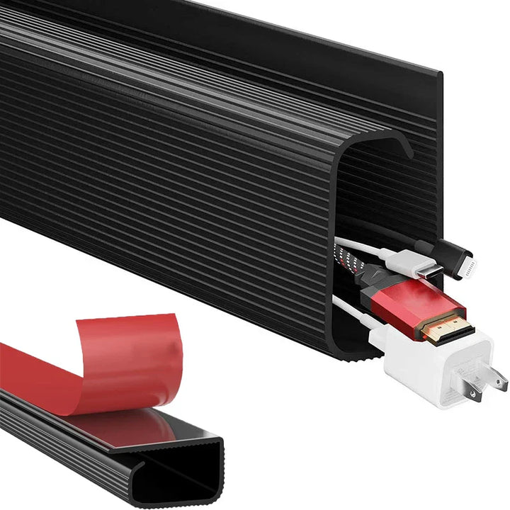 Kablio Canal de câble pour bureau | Sans perçage | Blanc | Gestion de câbles flexible en tissu maillé
