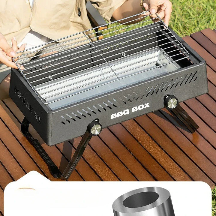 Campverro Gril BBQ Portable pour Jardin & Camping | Multifonctionnel & Compact | Pour cuisiner en plein air sans charbon | 47 × 28,5 × 22,5 cm