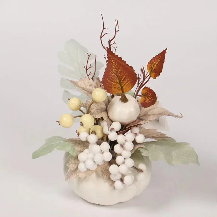 Décoration d'Automne Citrouille | Avec Fleurs Artificielles & Feuilles d'Érable | Décoration de Table Festive