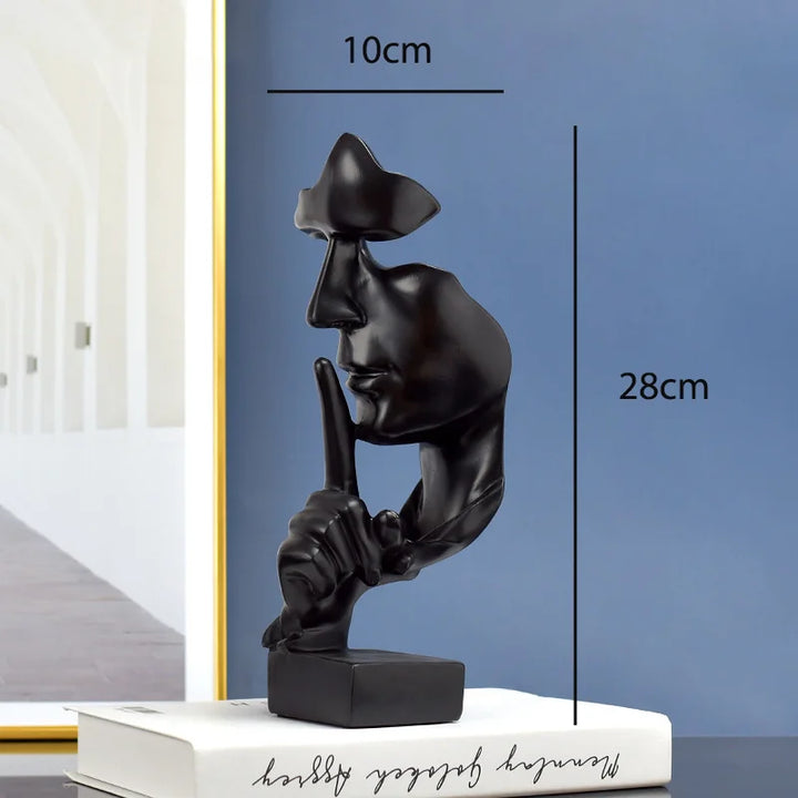 SilentMind Sculpture | Le Silence est d'Or Figurine | Art Abstrait | Résine 28 cm