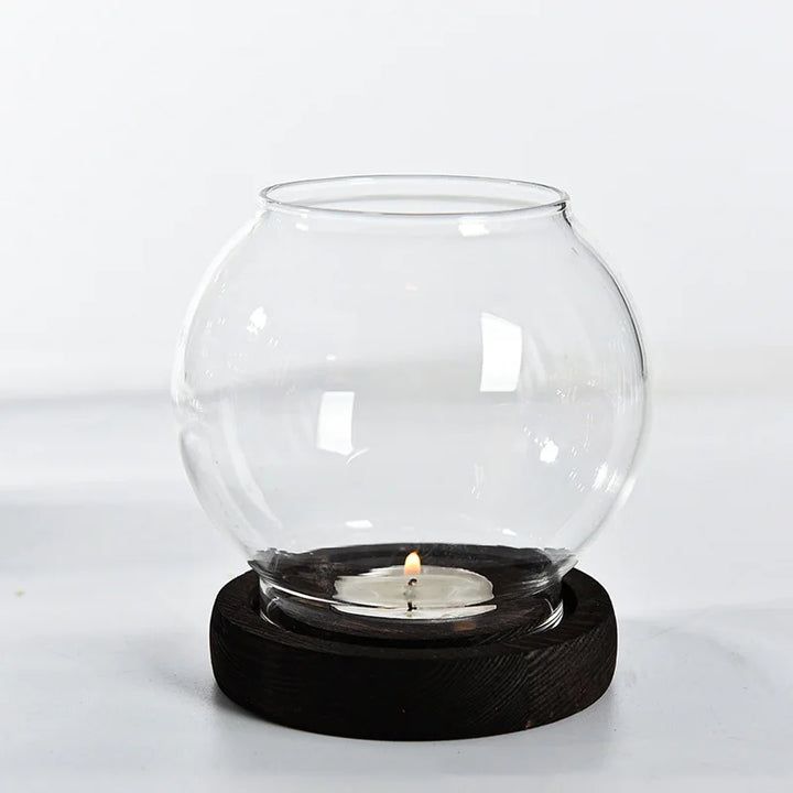 Porte-bougie en verre | Design rétro | Protégé du vent & creux | Pour mariage, fête & table à manger