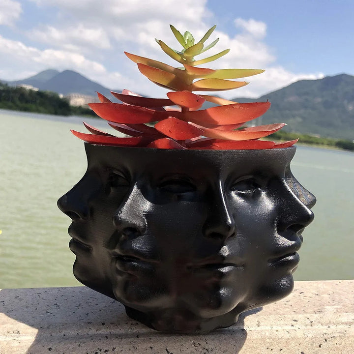 Pot de fleurs VISAGIO | Design de visage 3D | Accessoire de décoration artistique | 12,5 x 10,5 cm | Pour plantes d'intérieur & déco
