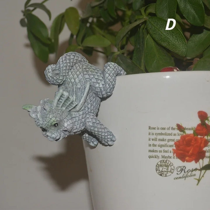 Figurines de dragons suspendues | Décor en résine résistant aux intempéries | Pour pots de fleurs et à la maison