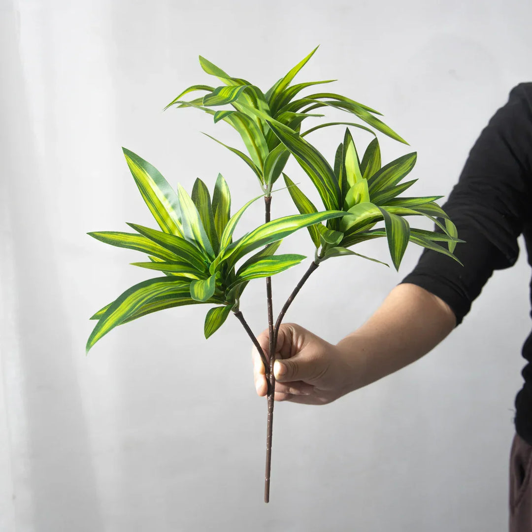 TROPALIS Branches de palmier artificielles | 3 têtes | 36 cm | Décoration tropicale pour la maison et le bureau