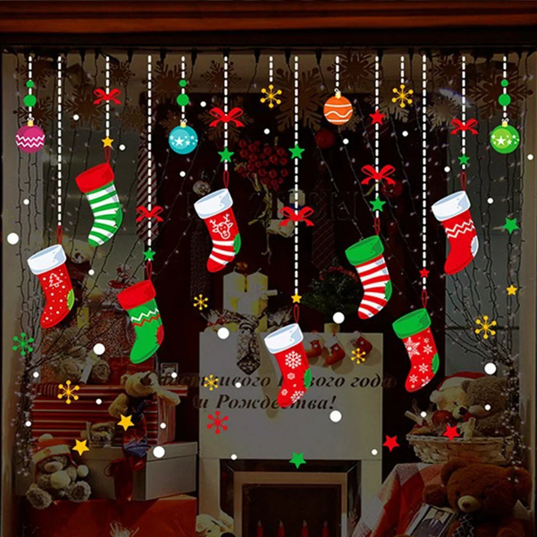 Autocollants de fenêtre de Noël Festivia | Décoration murale et de fenêtre « Joyeux Noël » | Autocollants de Noël amovibles pour la maison | Idées de décoration et de cadeau 2024–2025