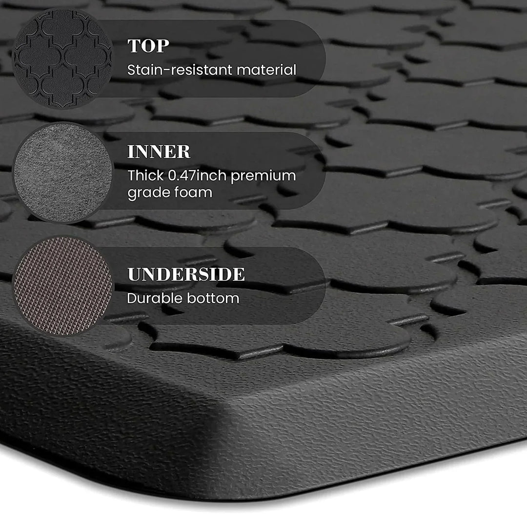 Tapis de cuisine Comfura anti-fatigue | Tapis de standing rembourré en mousse à mémoire | Antidérapant & Imperméable | Tapis de confort pour évier & espace de travail