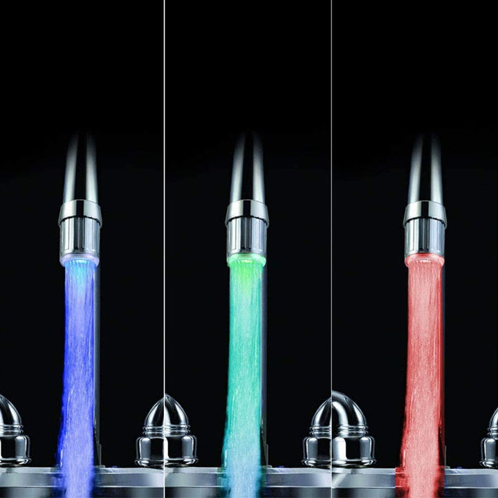 Éclairage LED de robinet AquaLume | Changement de couleur par pression d'eau | Sans batteries | Ø 2,5 cm