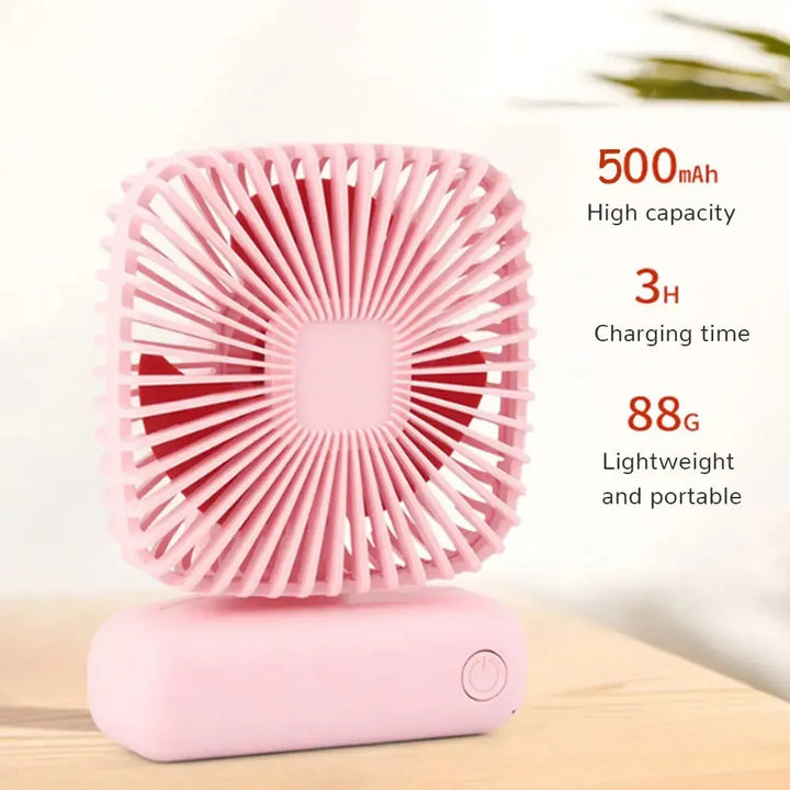 Mini ventilateur de bureau USB BreezeBox PocketCool | 3 vitesses | Rechargeable & silencieux | Portable pour bureau, voiture & extérieur | Batterie de 800 mAh