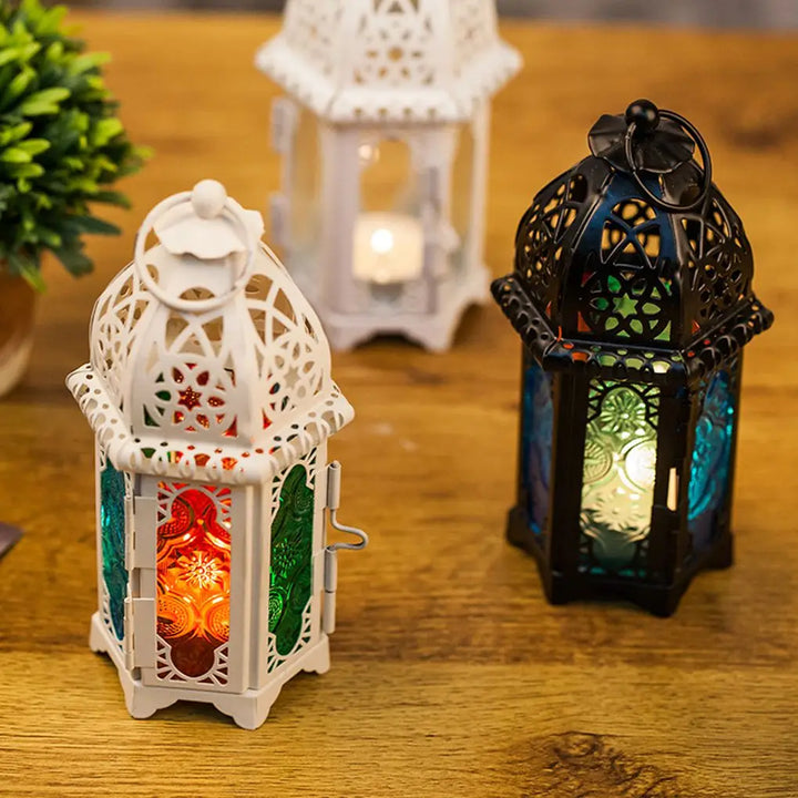 Lanterne à bougie | Design oriental | Fer & verre | 17 cm
