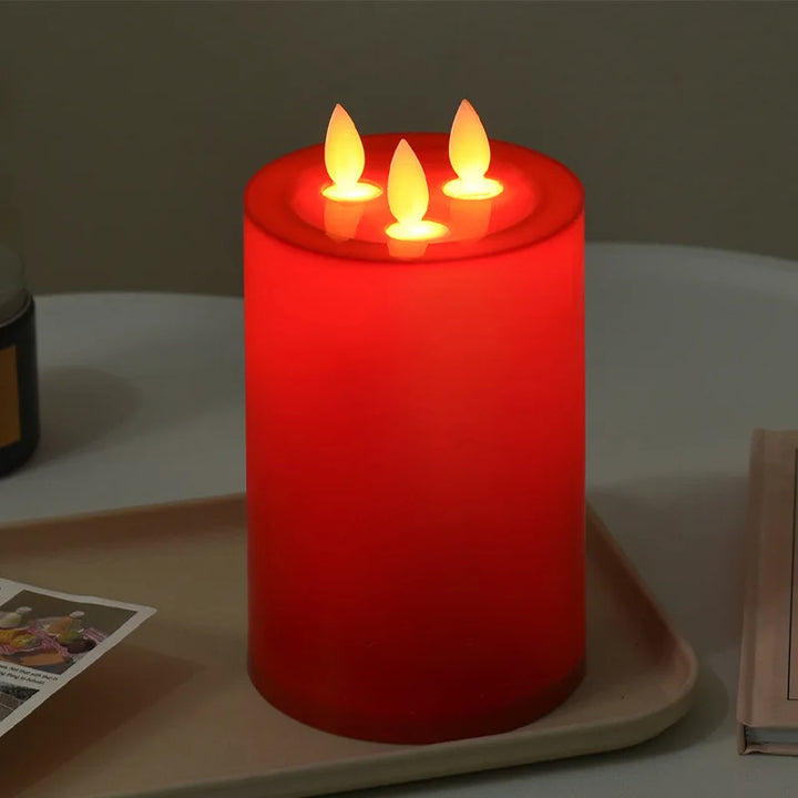 Luminara Trio Bougie LED avec 3 mèches | Lumière de bougie vacillante | Sans fumée & Fonctionne sur piles
