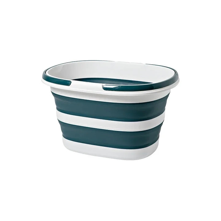 FoldaWash Panier à Linge Pliable | Gain de Place & Portable | PP Robuste | 41×32×24 cm | Gris/Bleu