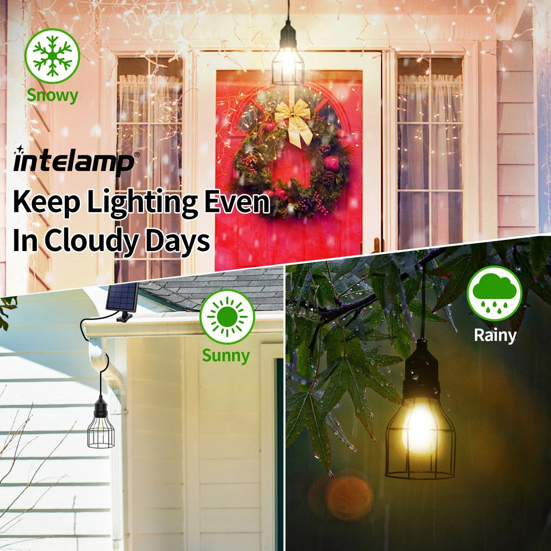 Lampe Solaire Suspendue SolunaBeam | Étanche & Rechargeable | Pour Jardin, Abri & Camping | 3 Modes d'Éclairage