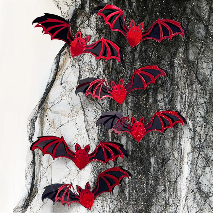 Autocollant mural Halloween BatCave | Décoration de chauve-souris 3D | 12 pièces | Amovible et réutilisable