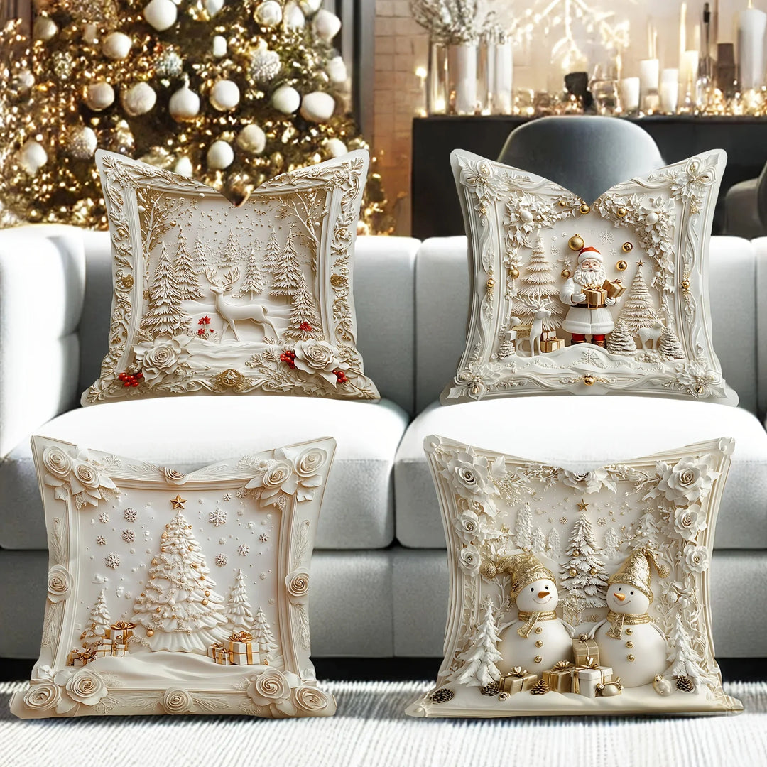Nordzauber | Housse de coussin de Noël | Blanc avec motif « Happy 2026 » | 45 × 45 cm | Décoration festive pour canapé, lit & voiture