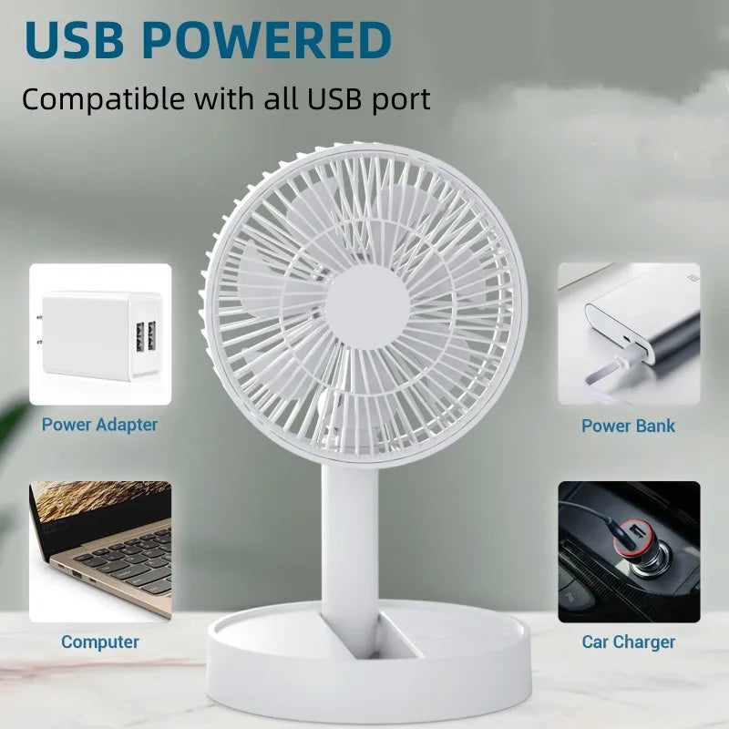 Ventilateur pliant AeroFold | Ventilateur USB à 4 vitesses avec minuterie | Compact & Silencieux | Pour intérieur & extérieur