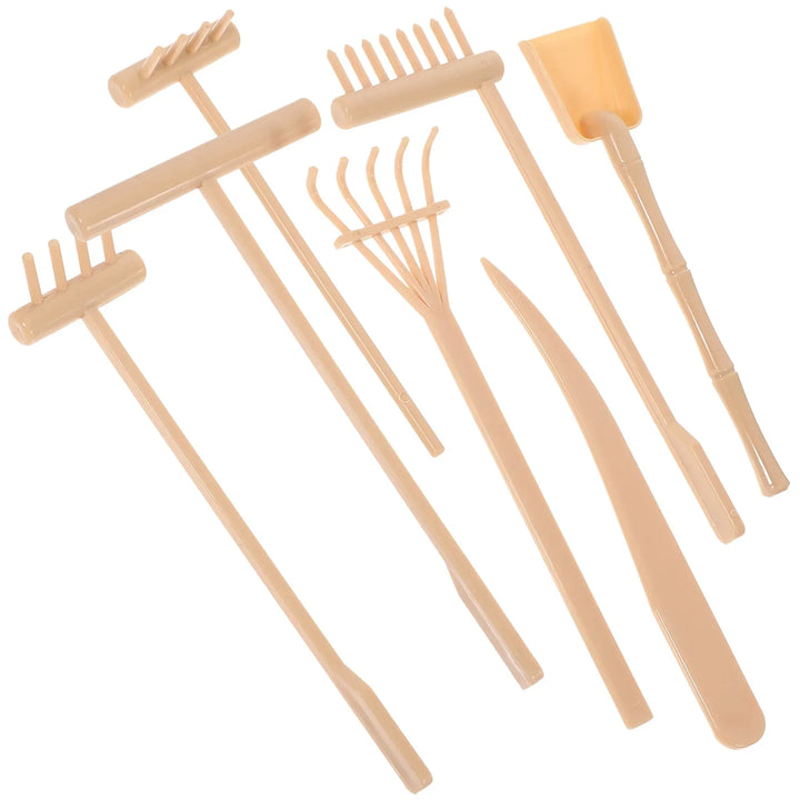 Mini-Jardin Zen Set de Râteaux Sanuko ZenTools | Set de 7 pièces en plastique | Pour jardins de sable, décoration & pleine conscience | 14 × 6,2 × 0,8 cm