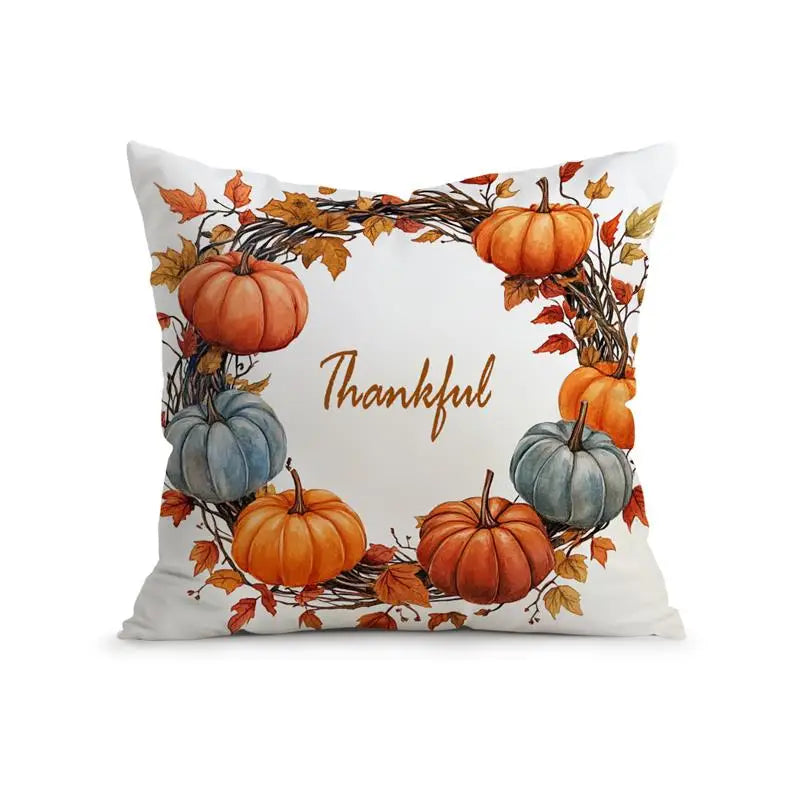 Housse de coussin CosyGratitude | Motif de gratitude automnal | Velours Peach Skin | 45×45 cm