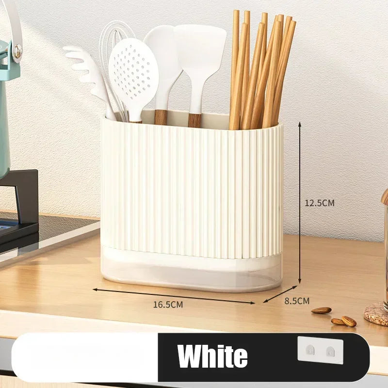 Support mural Ordina pour ustensiles de cuisine | Sans perçage | Boîte à cuillères et baguettes avec drainage | Organisateur compact en plastique